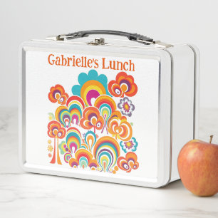 70s 80s Retro Colorful Colorful Metal Lunch Box