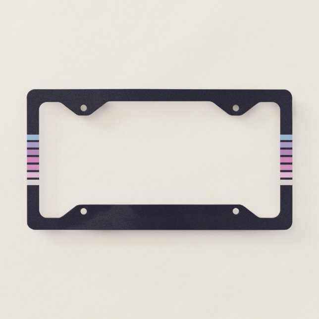 70s 80s Retro Striped Pink Stripes License Plate Frame (Front)