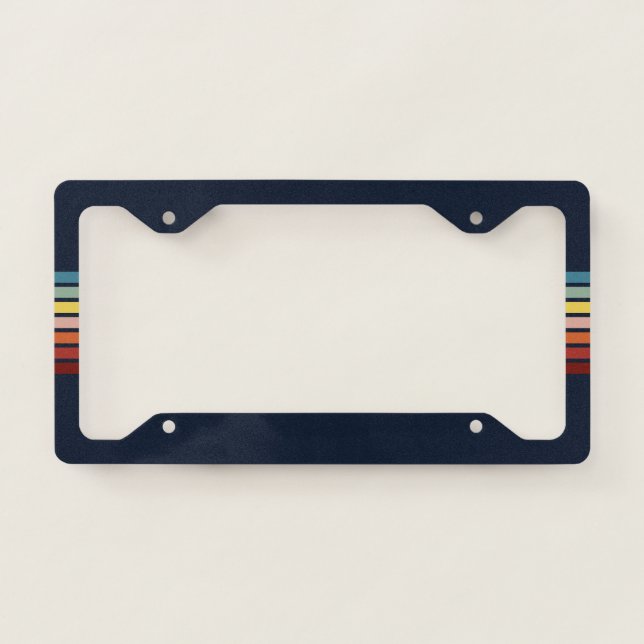 70s 80s Retro Striped Stripes License Plate Frame (Front)