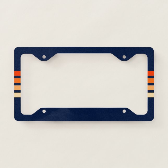 70s 80s Retro Striped Stripes License Plate Frame (Front)
