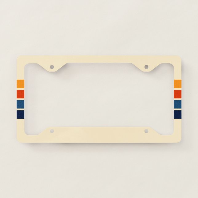 70s 80s Retro Striped Stripes License Plate Frame (Front)