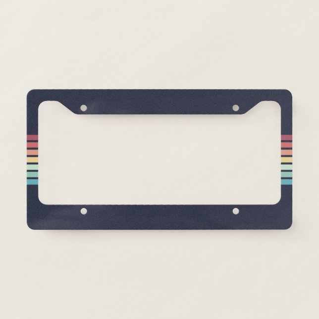 70s 80s Retro Striped Stripes License Plate Frame (Front)