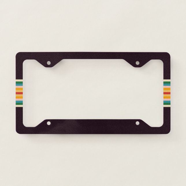 70s 80s Retro Striped Stripes License Plate Frame (Front)