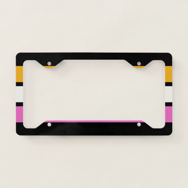 70s 80s Retro Striped Stripes License Plate Frame (Front)
