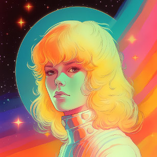 70s 80s sci-fi women inspired nostalgia groovy  poster