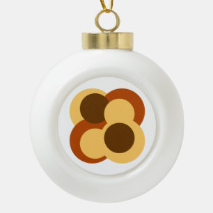 70s Abstract Geometric Circular Shapes Ceramic Ball Christmas Ornament
