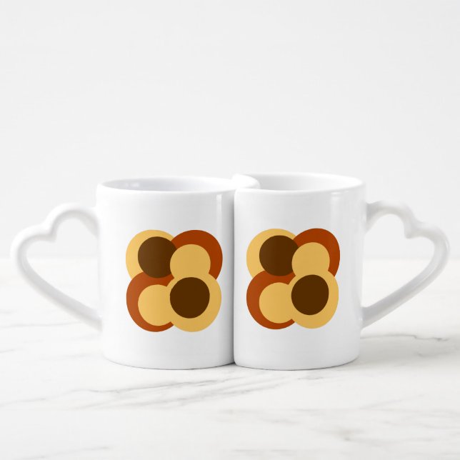 70s Abstract Geometric Circular Shapes Coffee Mug Set (Front Nesting)