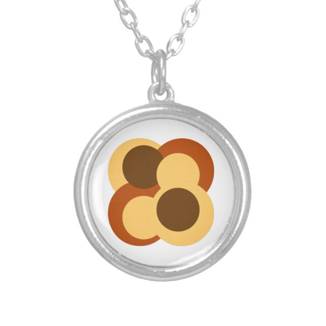 70s Abstract Geometric Circular Shapes Silver Plated Necklace (Front)