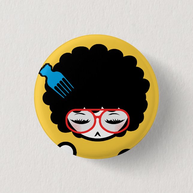 70's Afro Nina Pinback Button (Front)
