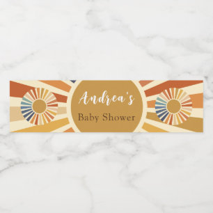 70s Baby Shower Bohemian Baby Shower Water Bottle Label