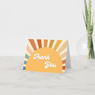 70s Baby Shower Bohemian Shower Boho Sunshine Letterpress Thank You Card