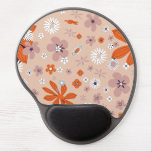 70s beige floral gel mouse pad