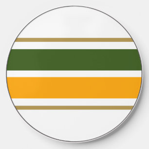 70s Bold Green Bright Orange Yellow Racing Stripes Wireless Charger