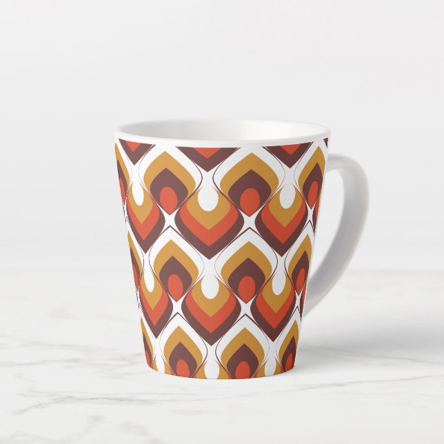 70s Bold Retro Modern Motif in Orange & Brown Latte Mug (Right Angle)
