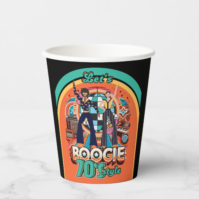 70s Boogie Retro Disco Dancing Partyware Dining Paper Cups (Front)