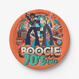 70s Boogie Retro Disco Dancing Partyware Dining Paper Plates