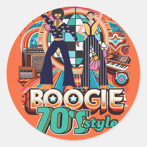 70s Boogie Retro Disco Dancing Sign Welcome Classic Round Sticker