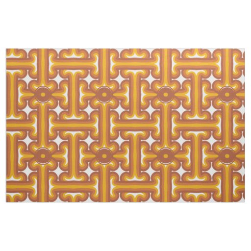 70s brown and orange wicker pattern fabric