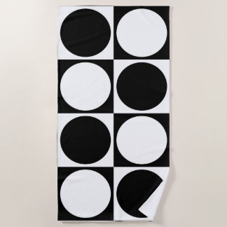 70s Checks and Circles Black and White Beach Towel