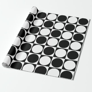 70s Checks and Circles Black and White Wrapping Paper