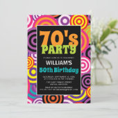 70's Colorful Circles Birthday Invitation (Standing Front)