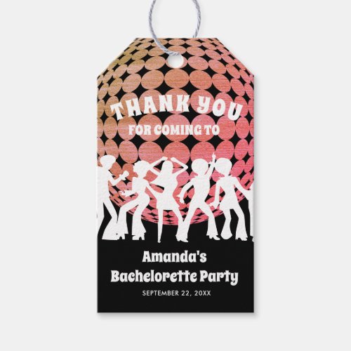 70s Disco Bachelorette Party Glitter Thank You Gift Tags