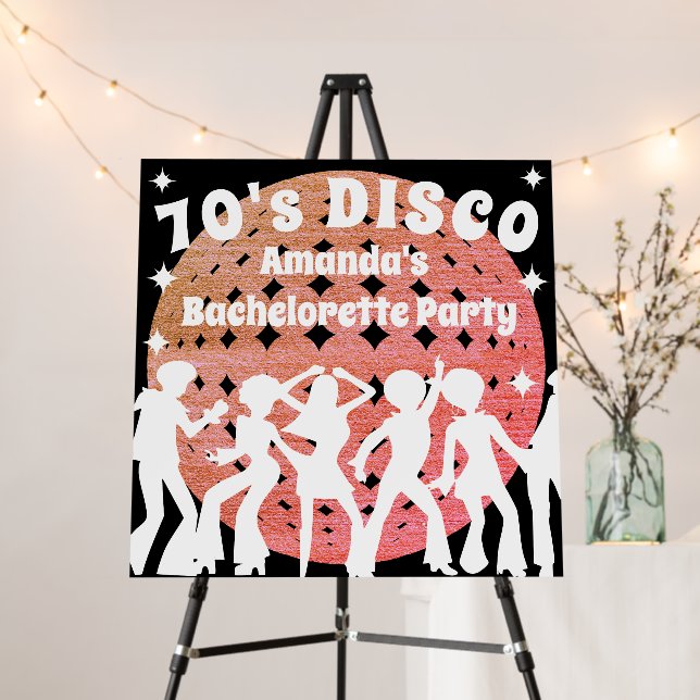 70's Disco Bachelorette Party Glitter Welcome Sign (In Situ (Stand))