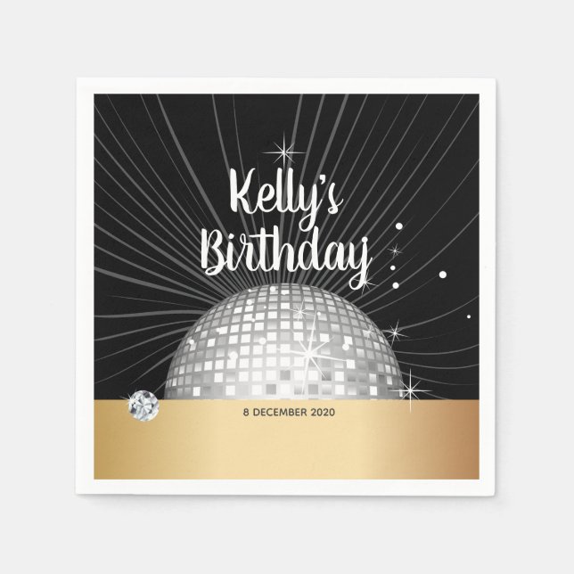 70s, disco ball, Cocktail Paper Napkins (Front)