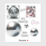 70&#39;s Disco Ball Dance Vinyl Set Sticker