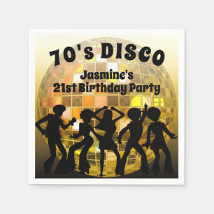 70's Disco Birthday   Gold Glitter Ball Napkins