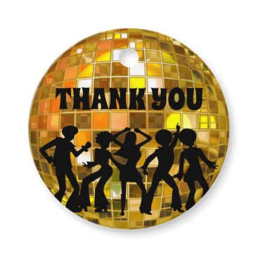 70's Disco Birthday | Gold Glitter Ball Thank You Favor Tags