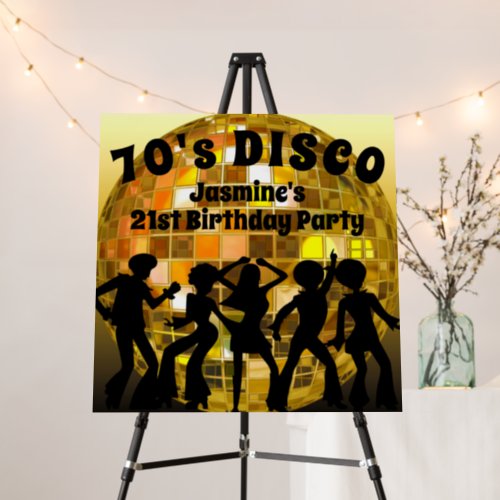 70s Disco Birthday Gold Glitter Ball Welcome Sign