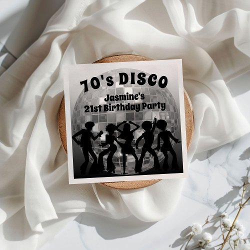 70s Disco Birthday  Silver Glitter Ball Napkins