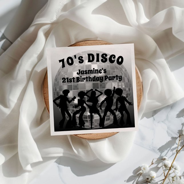 70's Disco Birthday | Silver Glitter Ball Napkins (Creator Uploaded)