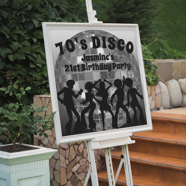 70's Disco Birthday Silver Glitter Ball Welcome Foam Board (Creator Uploaded)