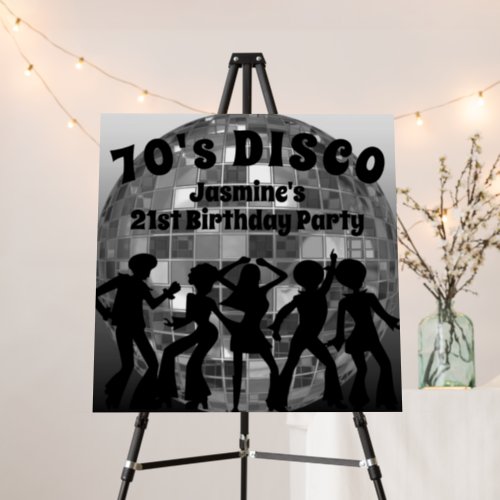 70s Disco Birthday Silver Glitter Ball Welcome Foam Board