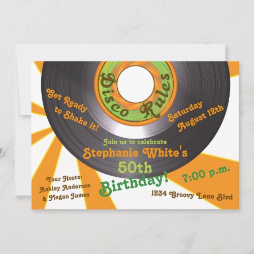 70s Disco Groovy 45 Record 50th Birthday Party Invitation