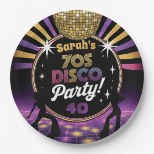 70's disco party seventies hippy birthday rave paper plates
