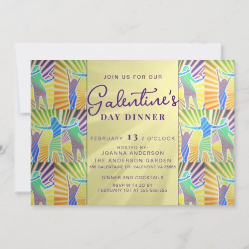 70s Disco Retro Faux Gold Galentine Dinner Brunch Invitation