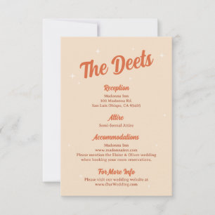 70s Disco Sparkles Retro Wedding The Details Card