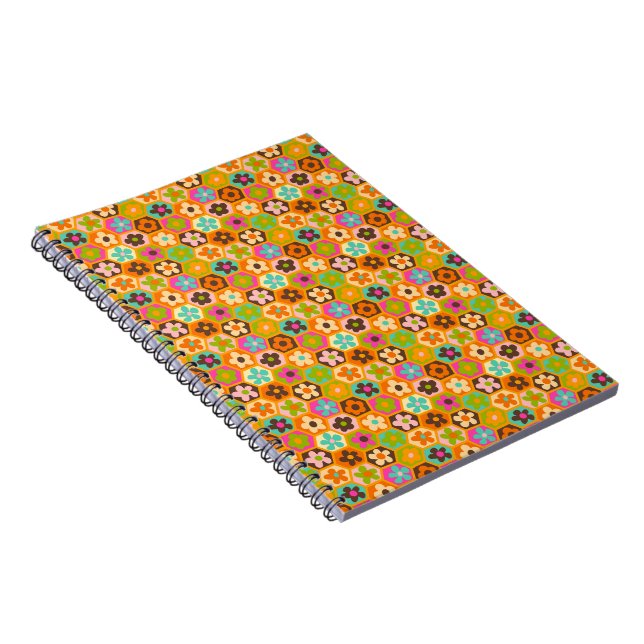 70s Floral Honeycomb Notebook - Tiny Size  (Right Side)