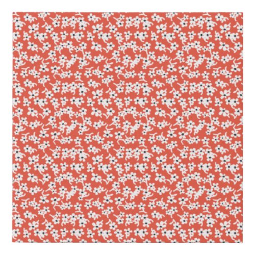 70s Floral in Red Vintage Floral Flowery Pattern Faux Canvas Print