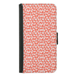 70s Floral in Red, Vintage Floral, Flowery Pattern Samsung Galaxy S5 Wallet Case
