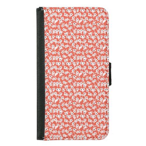 70s Floral in Red Vintage Floral Flowery Pattern Samsung Galaxy S5 Wallet Case