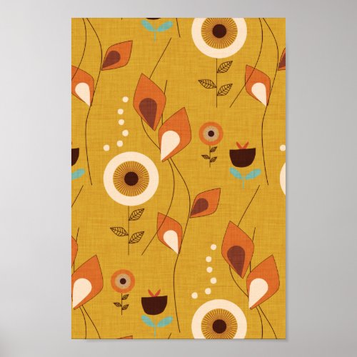 70s Floral Mustard Poster