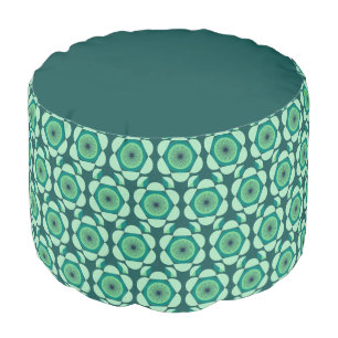 70s floral vibe  - green and blue pouf