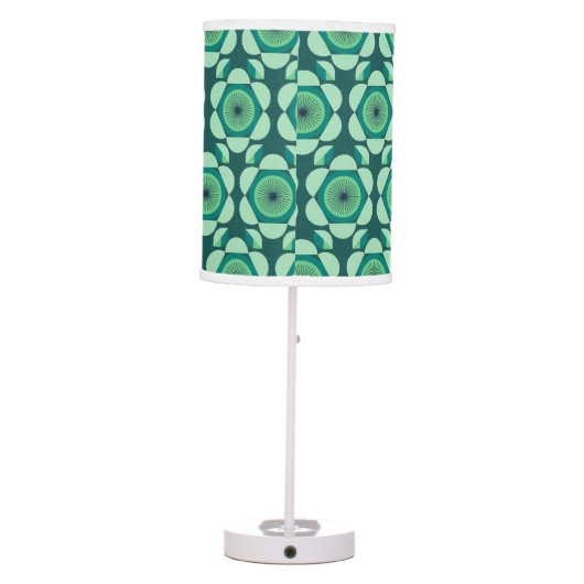 70s floral vibe  - green and blue table lamp (Back)