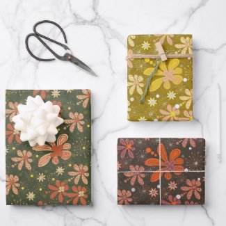 70s Garden Wrapping Paper Sheets