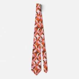 70s geometric circle shapes colorful red retro neck tie