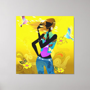 70's Girl  Wrapped Canvas Print